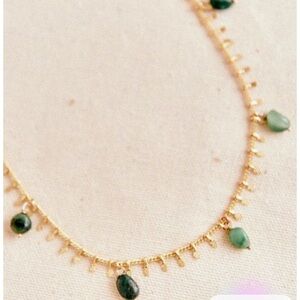 Sézane Charlotte Necklace in Forest Green